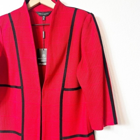Ming Wang Heritage Fit Red Black Women Sweater or Blazer Top Petite Smal… - Picture 3 of 7